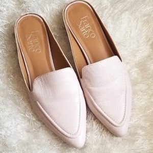 White Franco Sarto Loafer Mule Flats